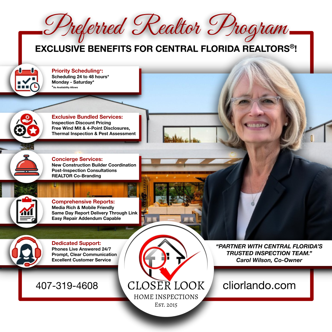 Preferred Realtor Program — Closer Look Inspections, Inc — Carol Wilson, Co-Owner